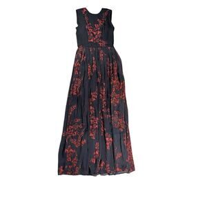 Daniele Carlotta Size 6 / IT 42 Maxi Dress Black Red Floral Sleeveless 100% Silk